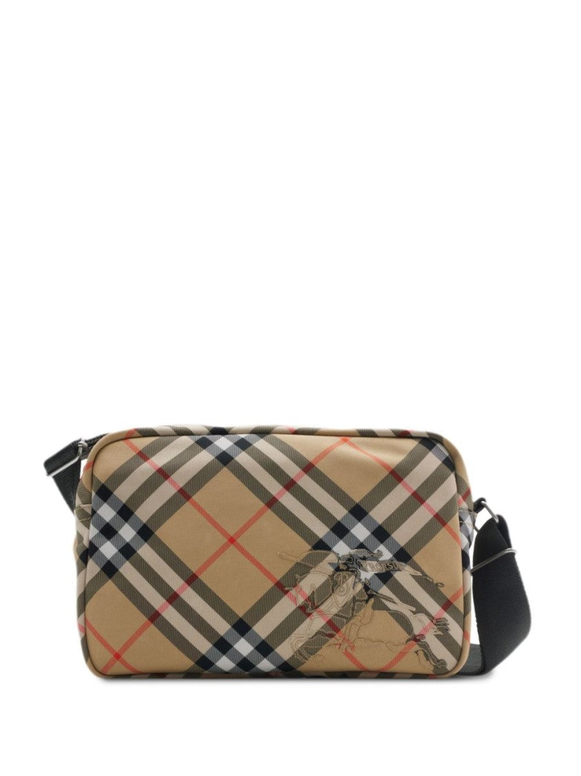 Burberry Beige Messenger Bag With Vintage Check Pattern