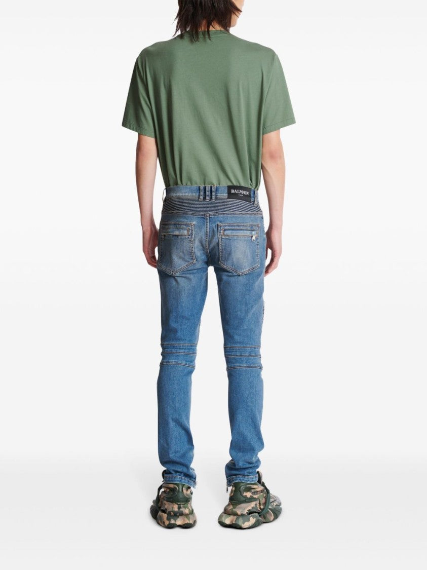 Balmain Indigo Blue Slim Cut Denim Trousers