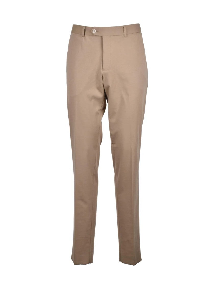 Manuel Ritz Beige Single-Button Unlined Cotton-Blend Suit