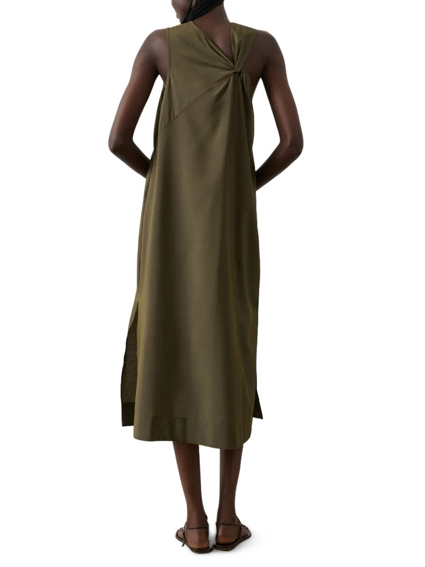 Soeur Asymmetrical Midi Dress With Twisted Knot Detail