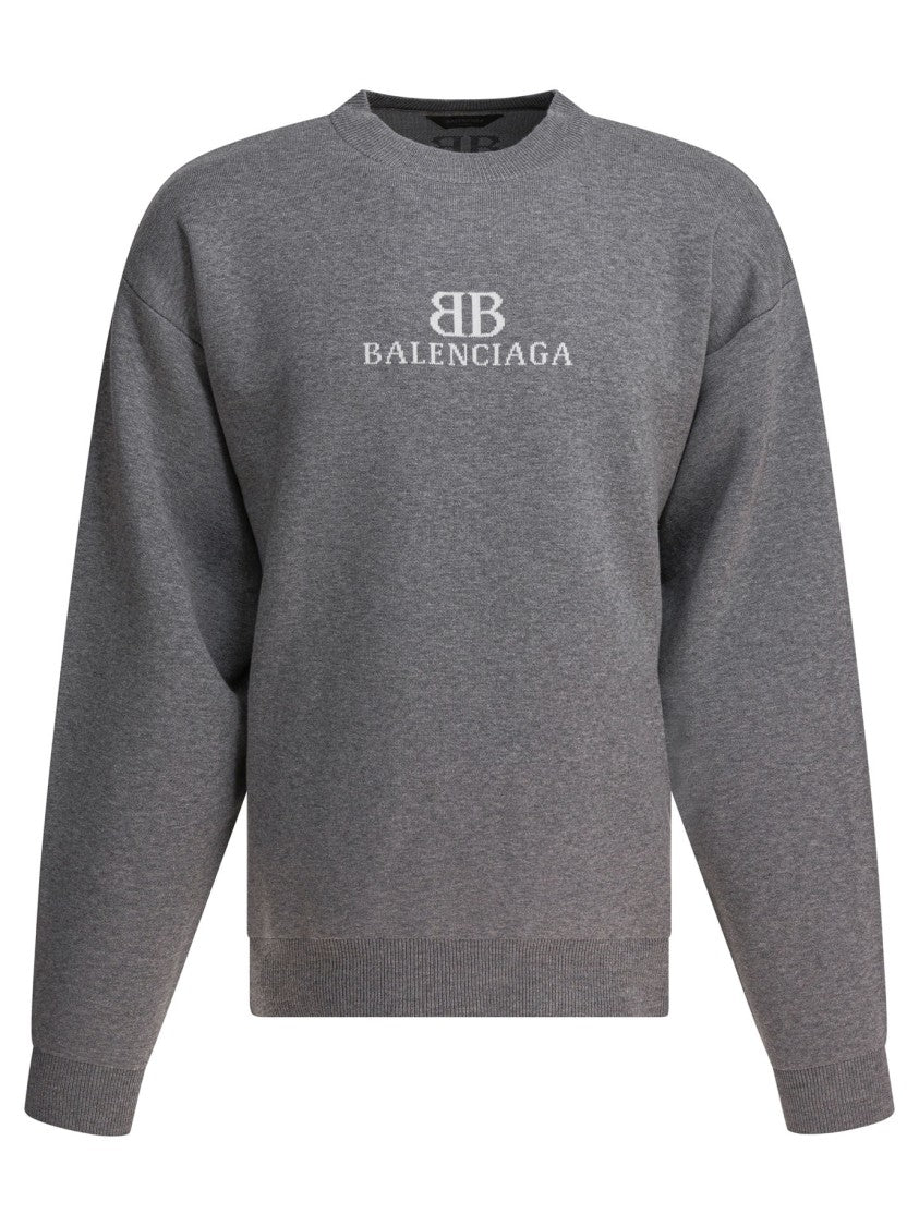 Balenciaga Crewneck Sweatshirt With Subtle Logo Embroidery
