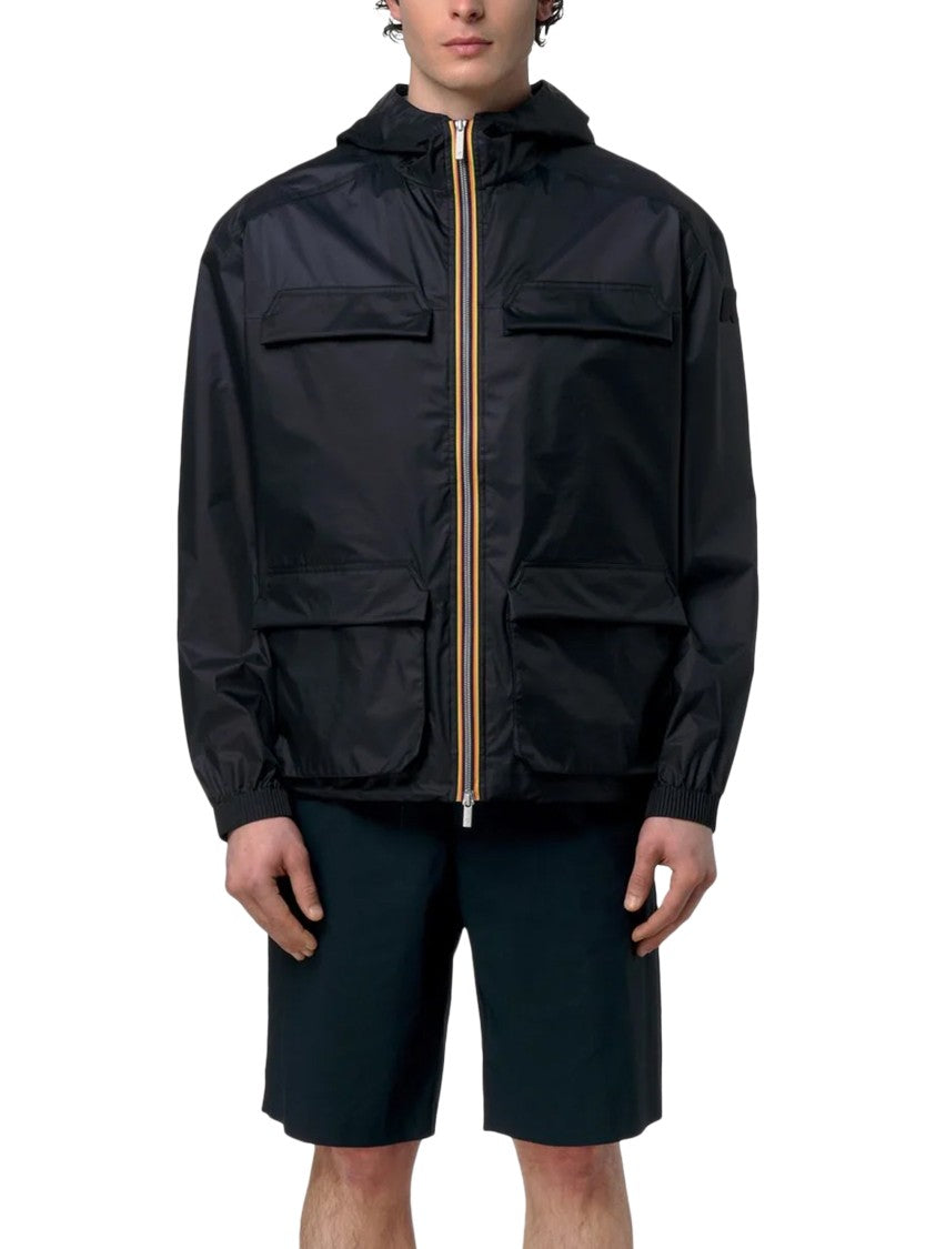 K-Way Lightweight Multi-Pocket Jacket With Hood And Zipper Closure