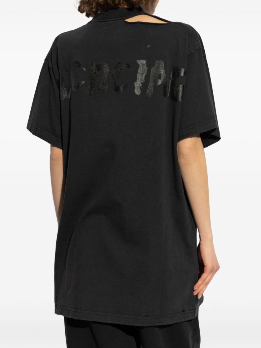 Balenciaga Black Cotton Oversized T-Shirt