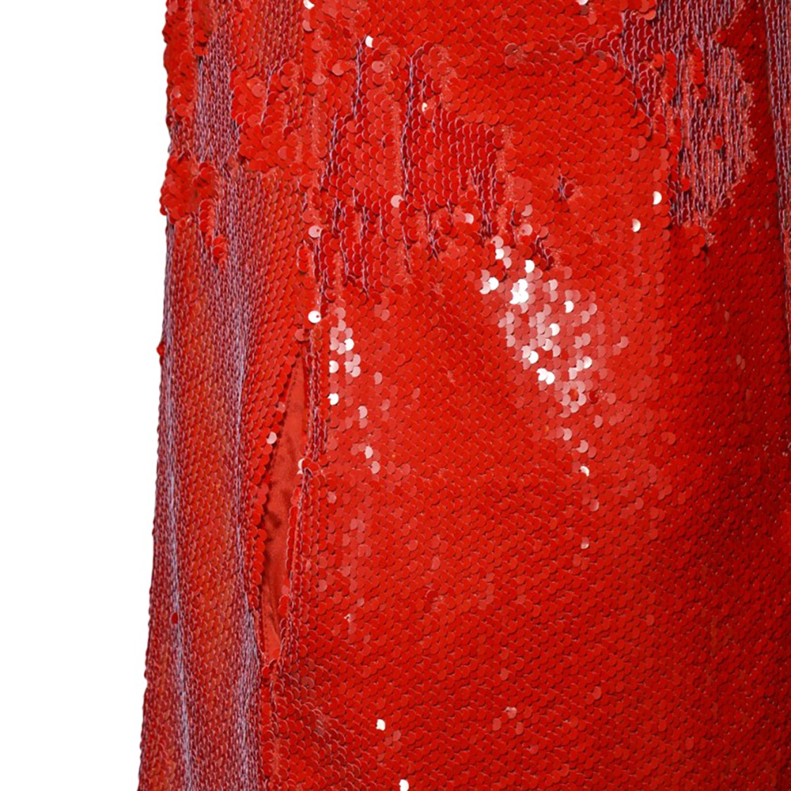 Msgm Vibrant Red Sequin Mini Dress With Round Neckline