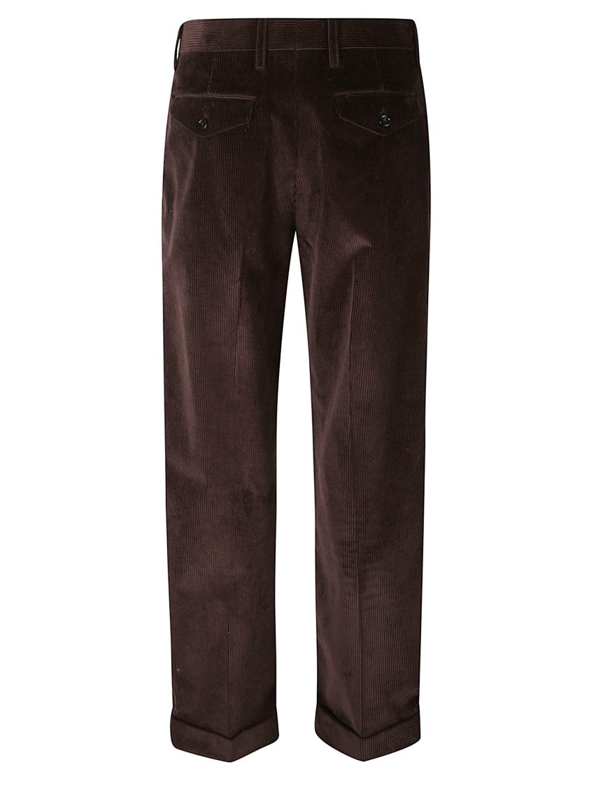 Burberry Wide-Leg Corduroy Trousers With Pleats