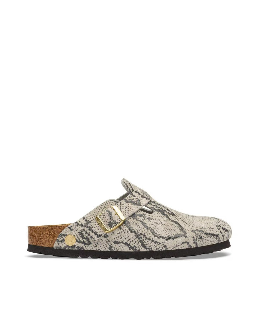 Birkenstock Oyster Boston Snake Suede Loafers