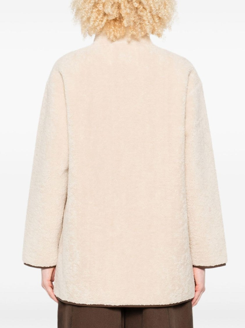 Yerse Boxy Beige Coat With Toggle Button Closures