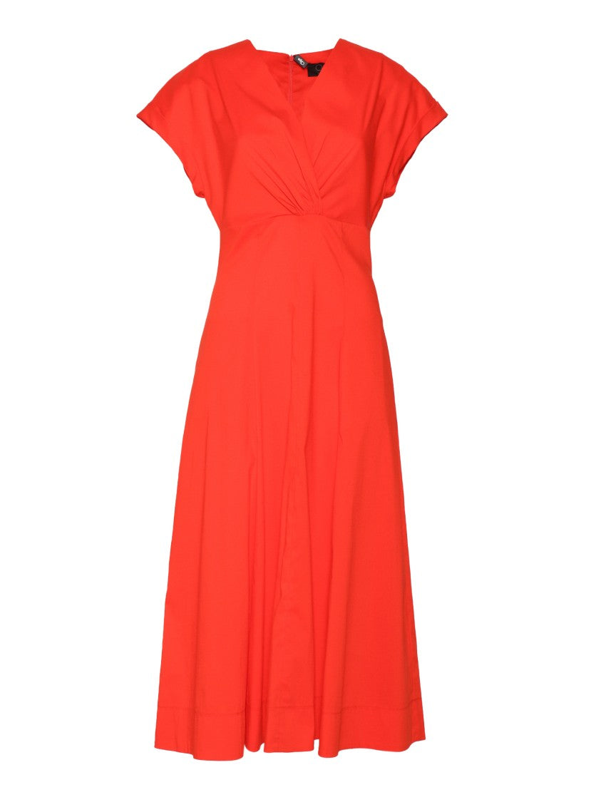 Clips Fitted Midi Dress With Flowing Skirt