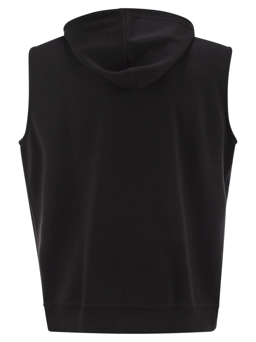 Brunello Cucinelli Sleeveless Hooded Top In Luxurious Fabric Blend