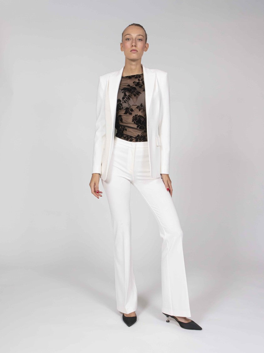 Pinko White Concealed-Closure Tailored Flared Pants