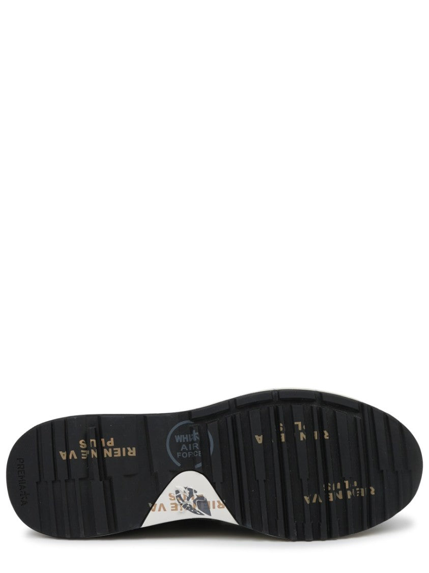 Premiata Black Mick Mixed Texture Printed Sole Sneakers
