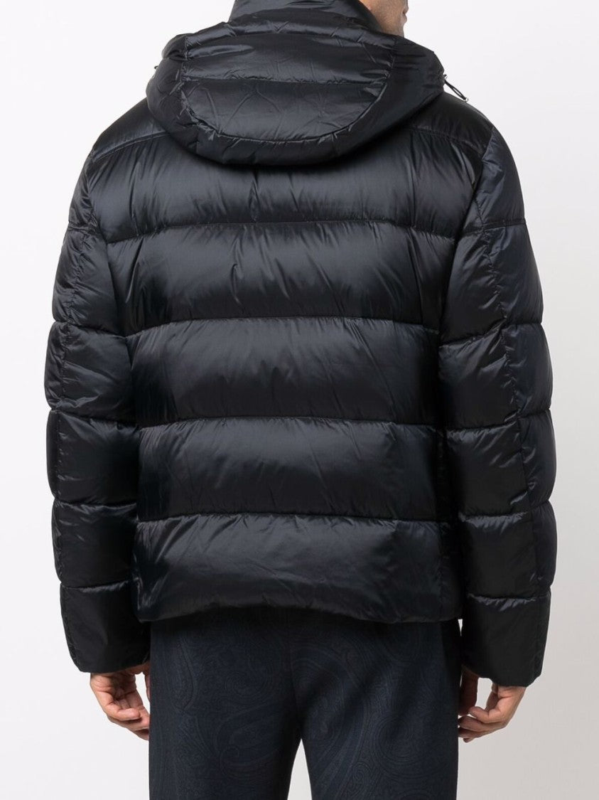 Moorer Navy Blue Padded Coat With Down-Feather Filling And Functional Pockets