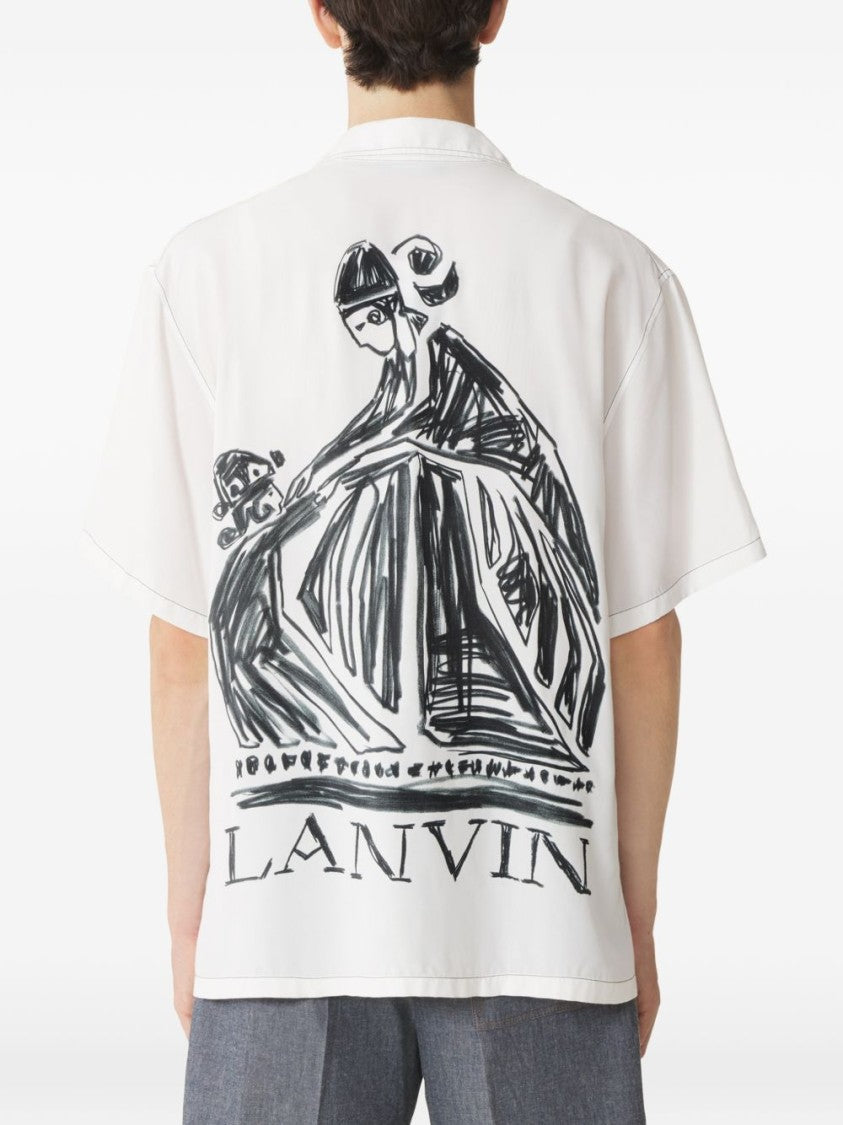 Lanvin White Graphic Chest Pocket Short Shirt