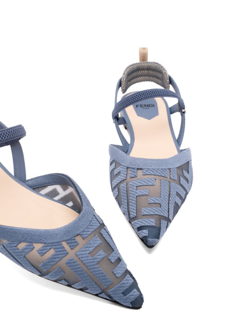 Fendi Light Blue Colibrì Lite Mesh Flats