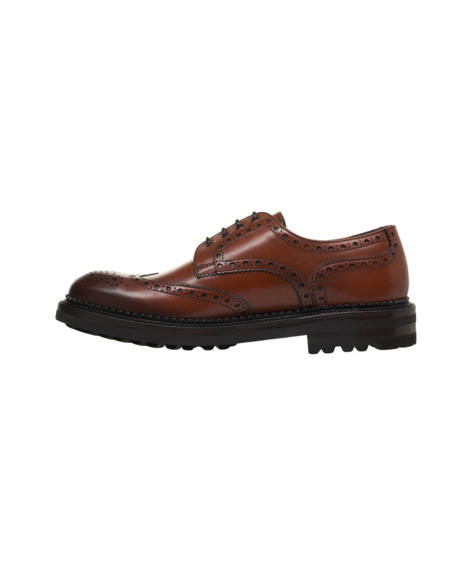 Green George Brown Brogue Lace-Up Shoes With Robust Sole