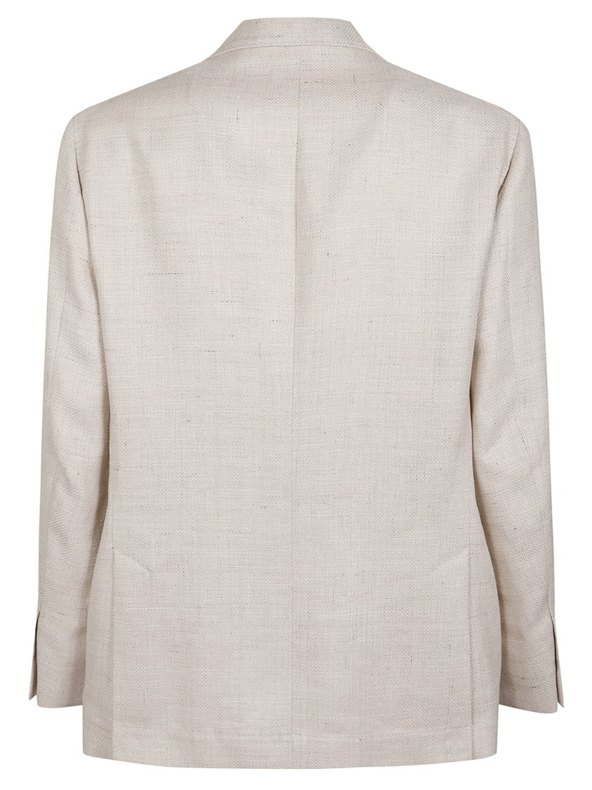 Brunello Cucinelli Beige Single Breasted Wool-Linen Blazer