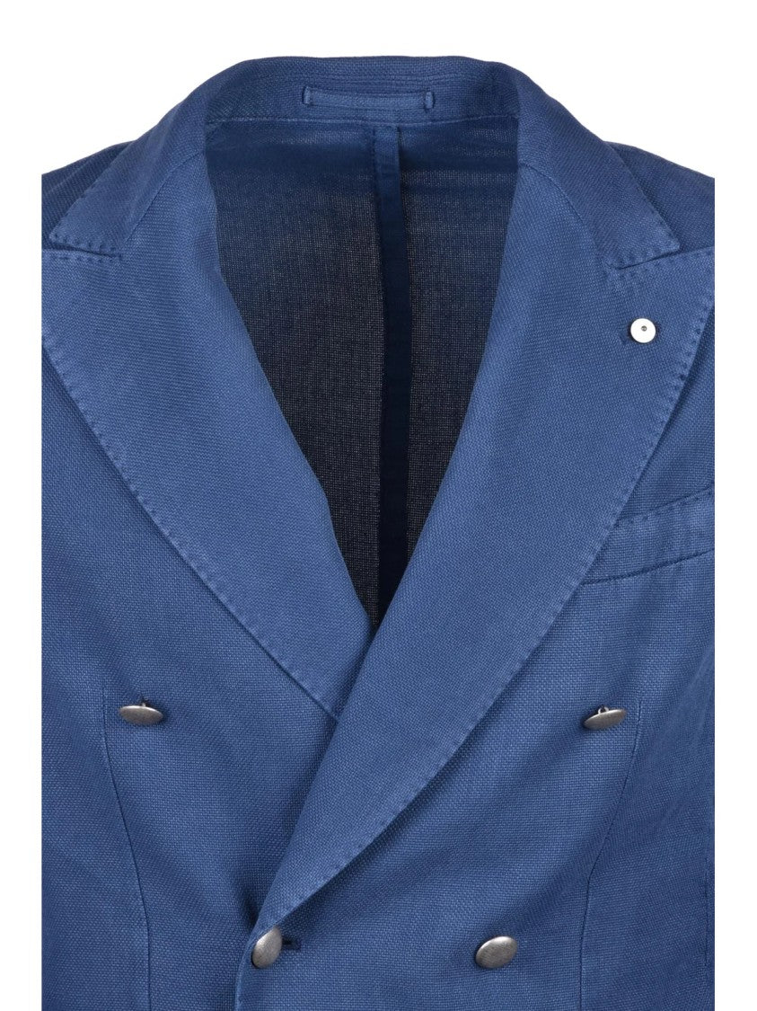 L.B.M. 1911 Multicolor Cotton Ramie Double-Breasted Blazer