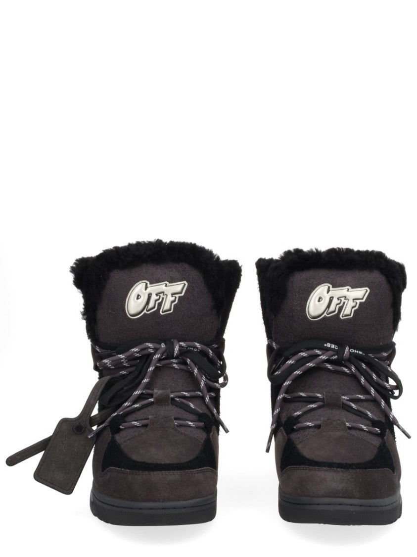 Off-White Anthracite High-Top Fur Boots