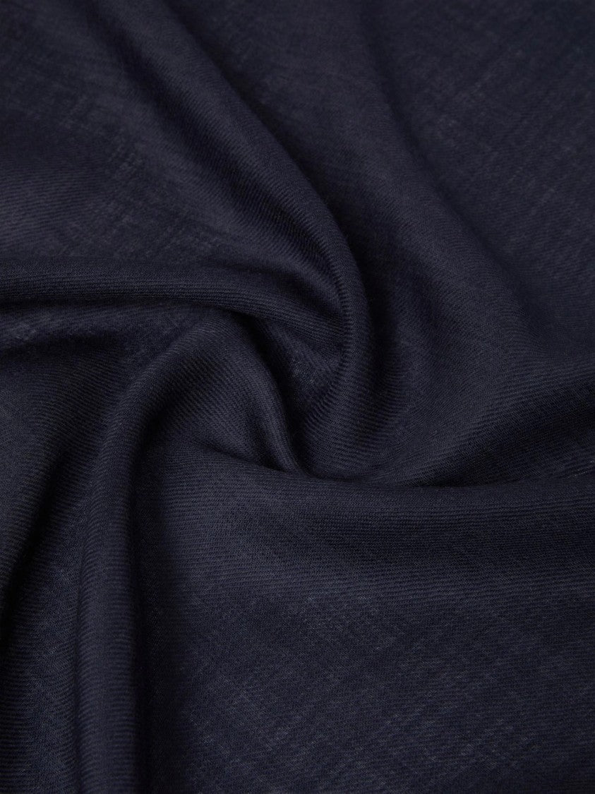 Max Mara Navy Blue Virgin Wool Ken Scarf