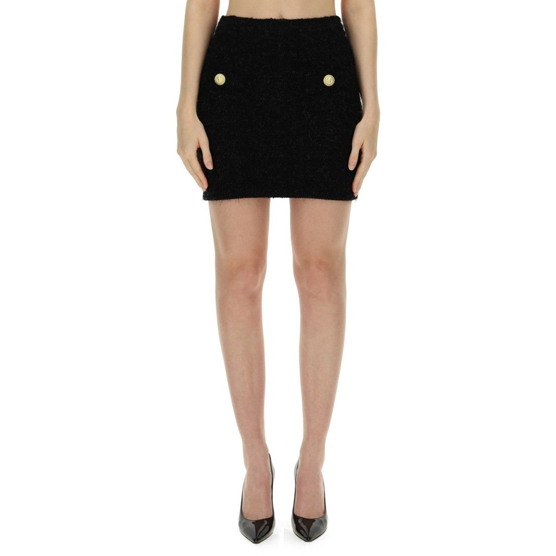 Balmain Black Tweed Mini Skirt
