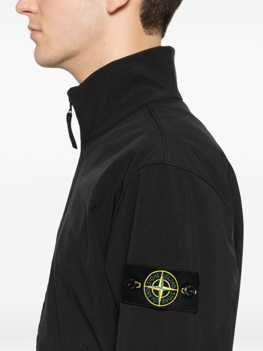 Stone Island Black Jacket With High Collar