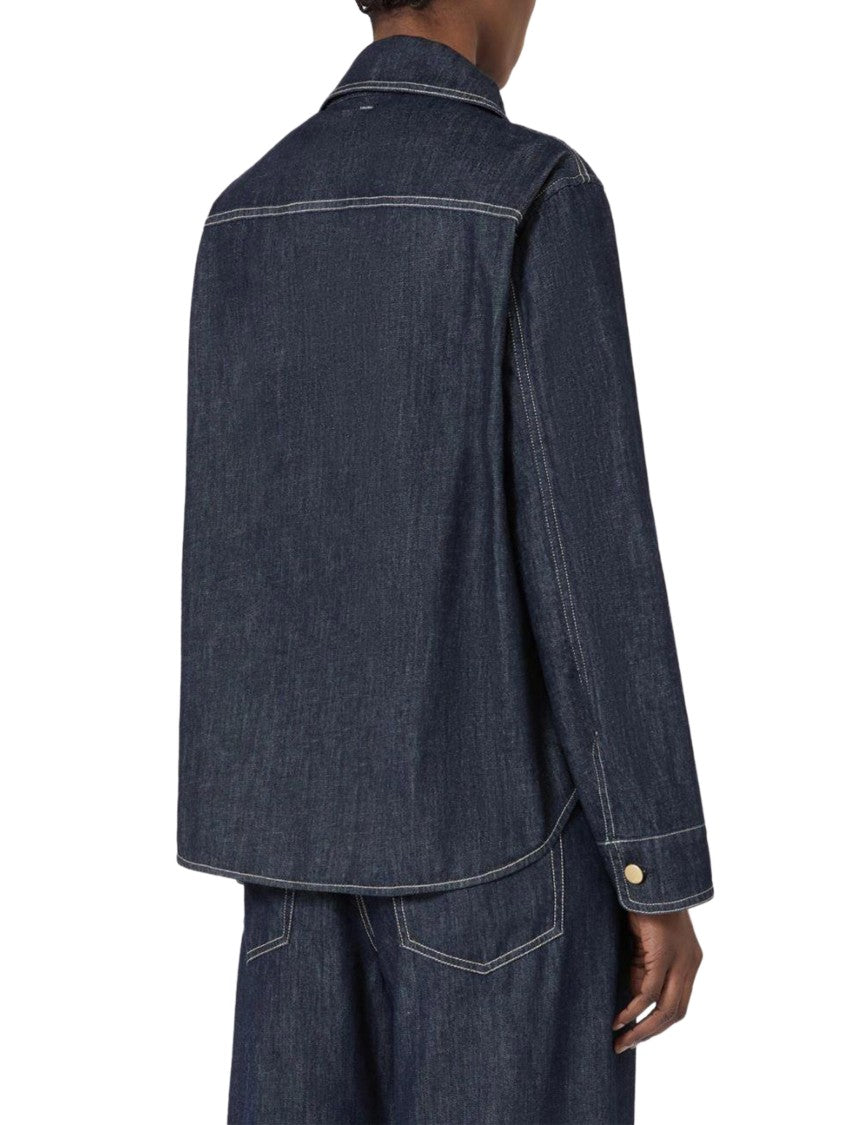 Max Mara Dark Denim Shirt With Contrast Stitching