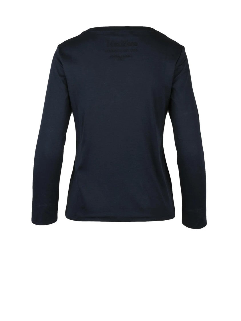 Max Mara Blue Cotton-Blend Long-Sleeve T-Shirt