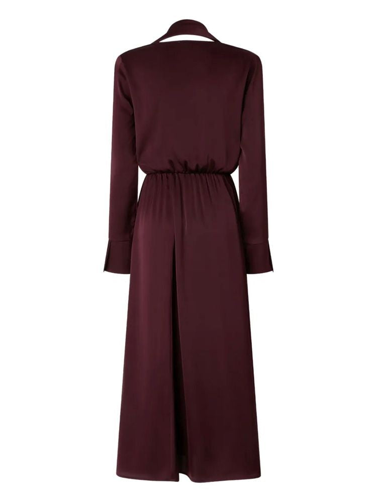 Pinko Midi Dress With Draped Neckline And Gathered Waist