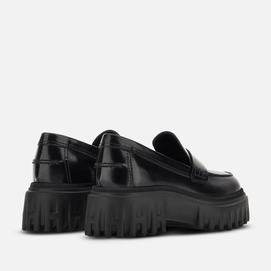 Hogan Sophisticated Black Calfskin Moccasins With Sole