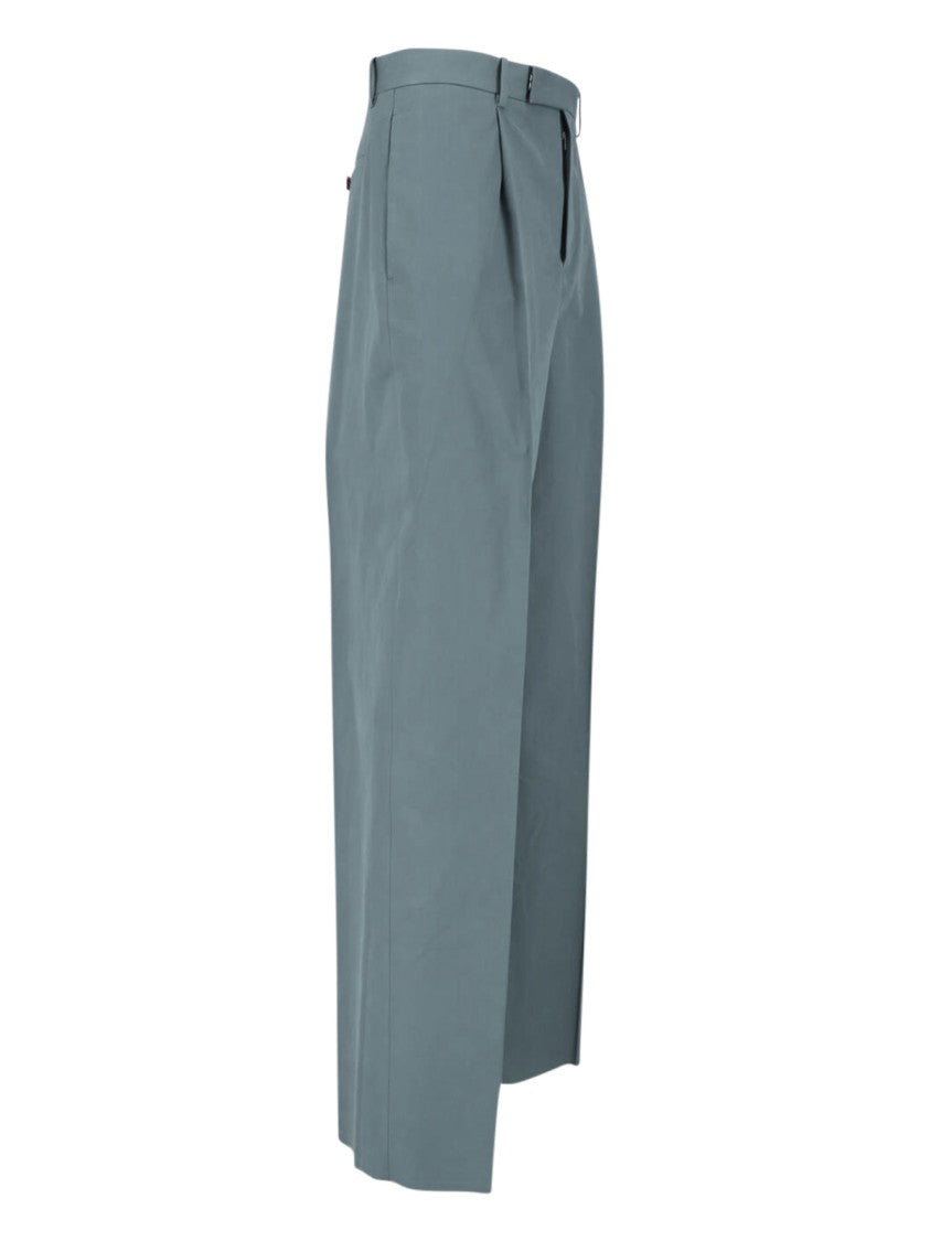 Jil Sander Blue Mid-Rise Straight-Leg Cotton Trousers