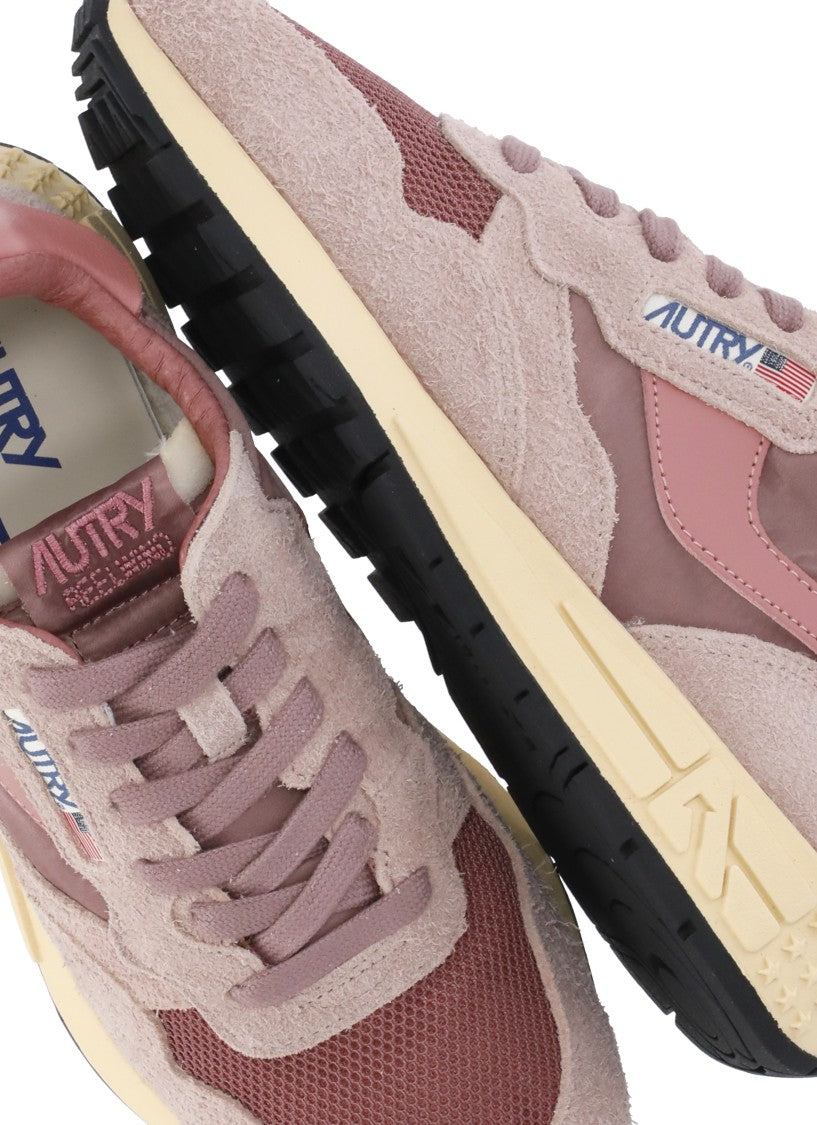 Autry Pink Suede Contrast Sole Sneakers