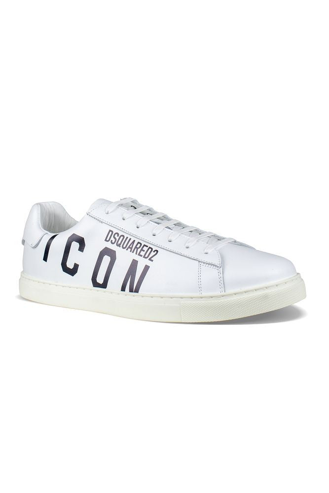 Dsquared2 White Leather Sneakers With Iconic Logo Detail
