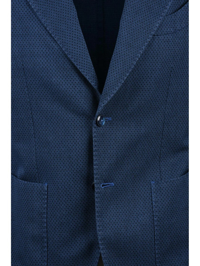 L.B.M. 1911 Blue Cotton Linen Mohair Rounded Jacket