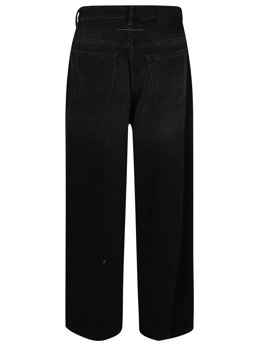Mm6 By Maison Margiela Relaxed Wide-Leg Denim Jeans With Distressed Finish
