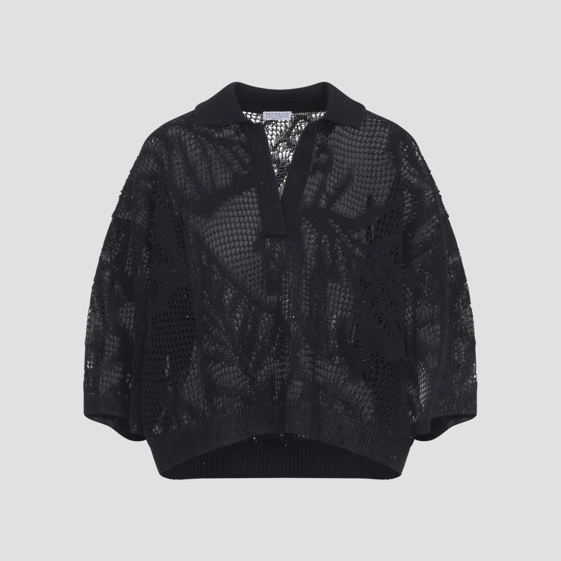 Brunello Cucinelli Open-Knit Linen Blend Sweater