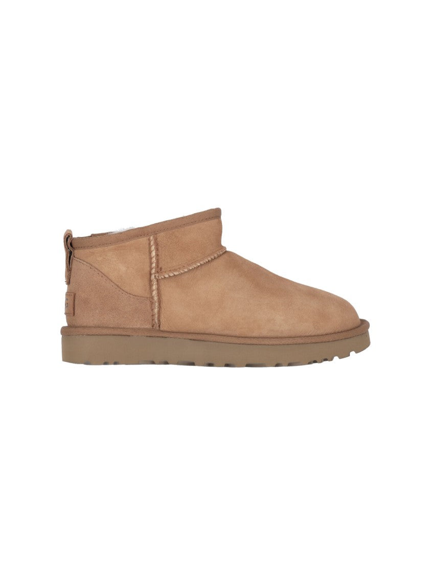 Ugg Beige Classic Ultra Mini Suede Shearling Boots