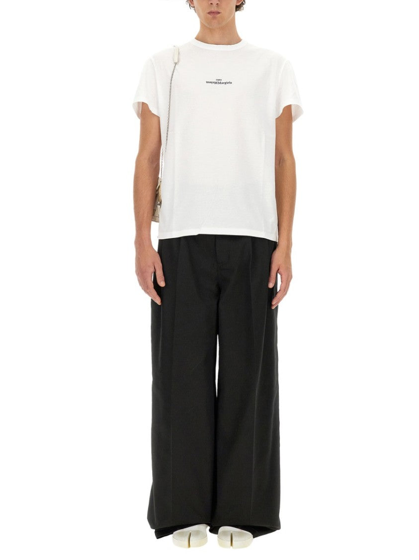 Maison Margiela Boxy Crew Neck Upside Text Cotton T-Shirt