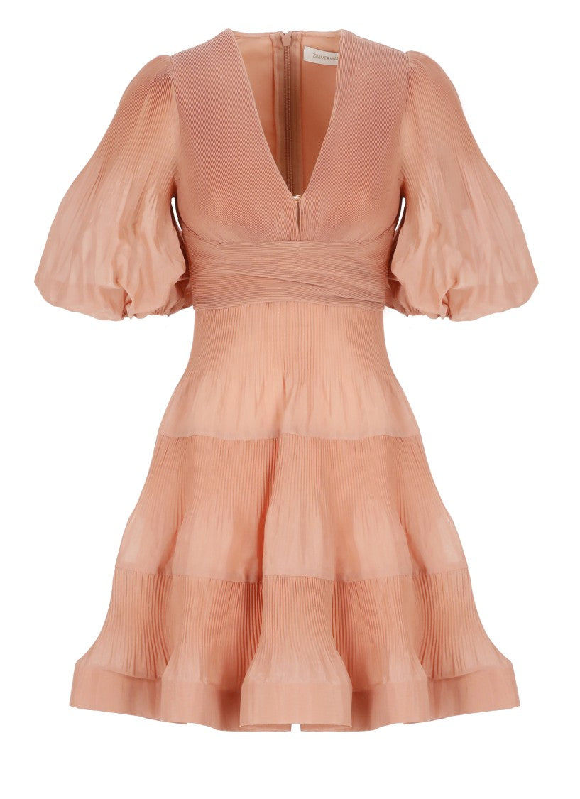 Zimmermann Pink Pleated Mini Dress