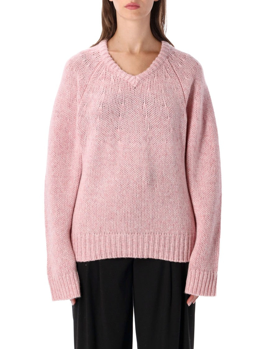 Lisa Yang Aloia V-Neck Chunky Ribbed Knit Sweater