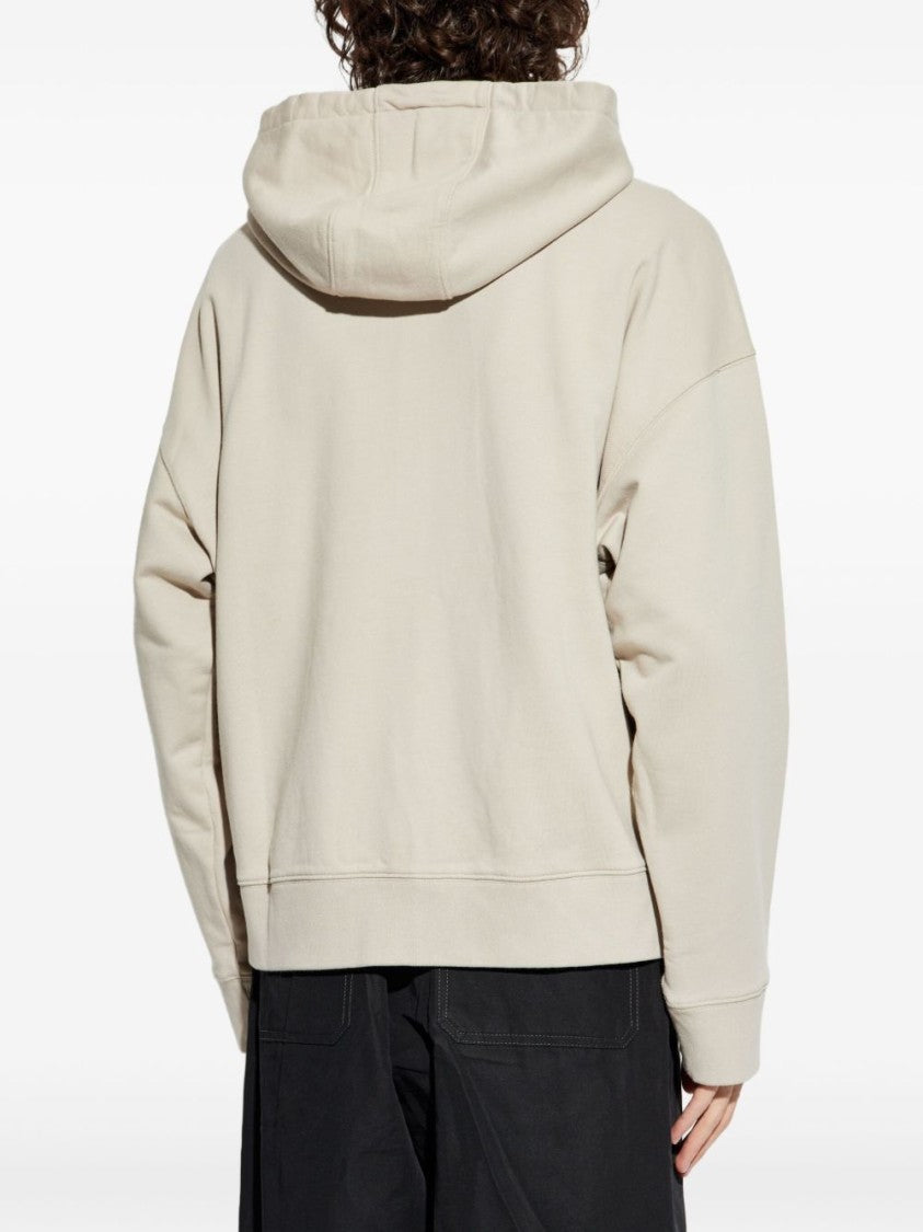 Maison Kitsuné Beige Hoodie With Front Zip Fastening