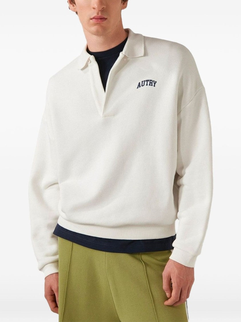 Autry Crew Neck Knit Sweatshirt With Ribbed Detail