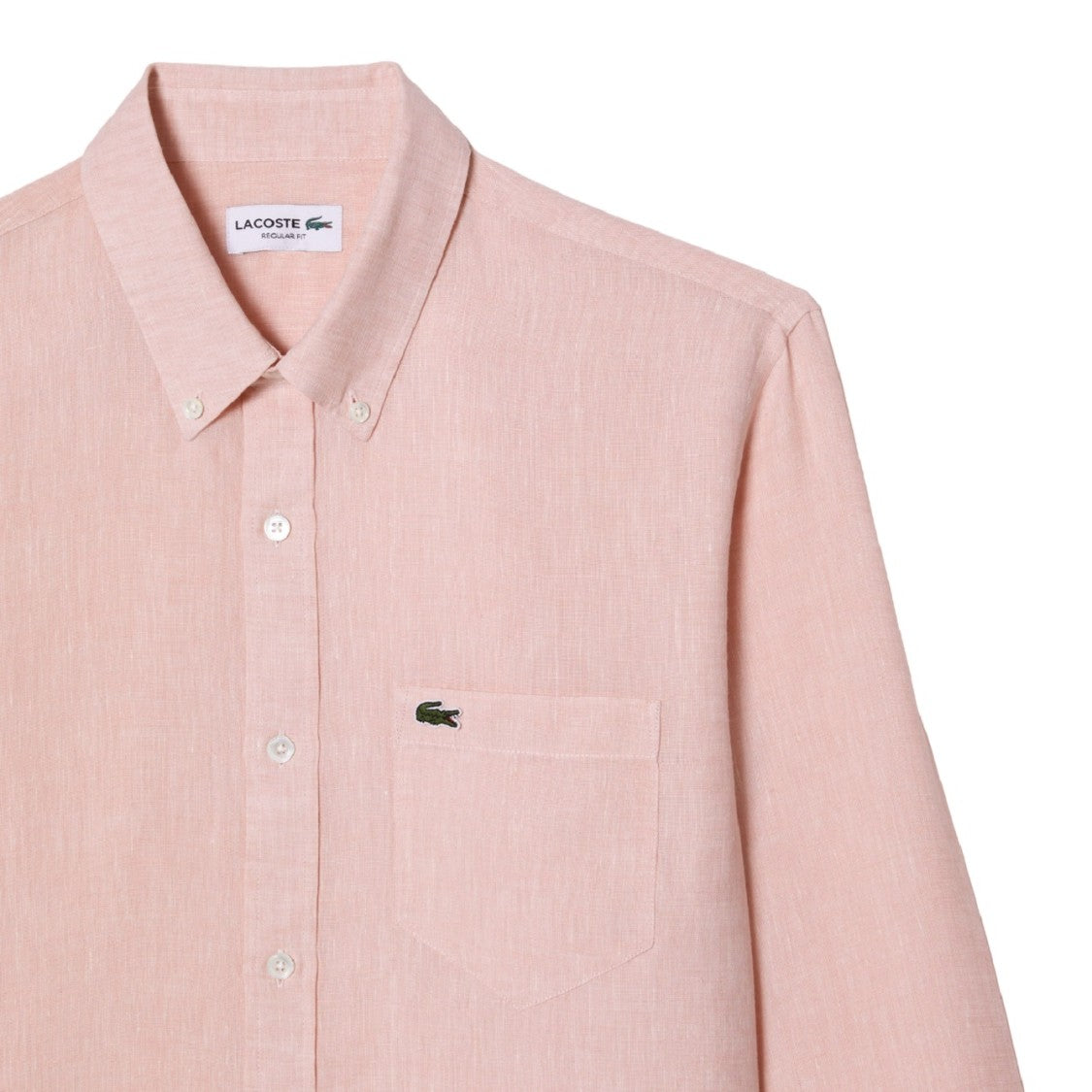 Lacoste Pink Linen Shirt With Straight Cut Collar