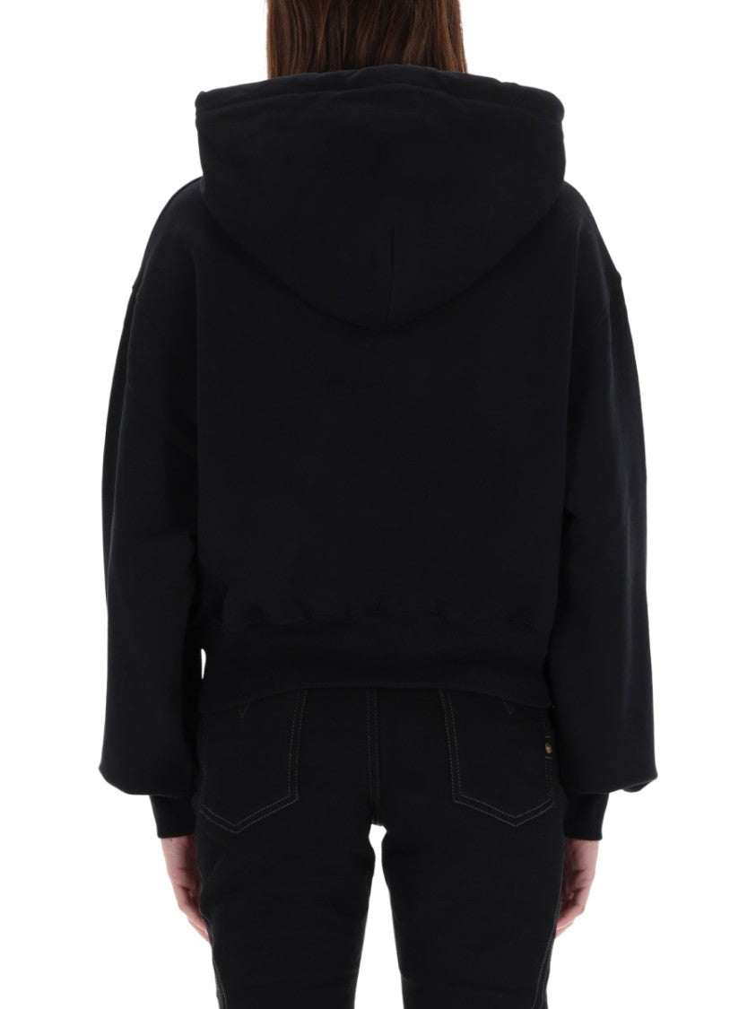 Versace Jeans Couture Black Baroque-Emblem Relaxed Sweatshirt