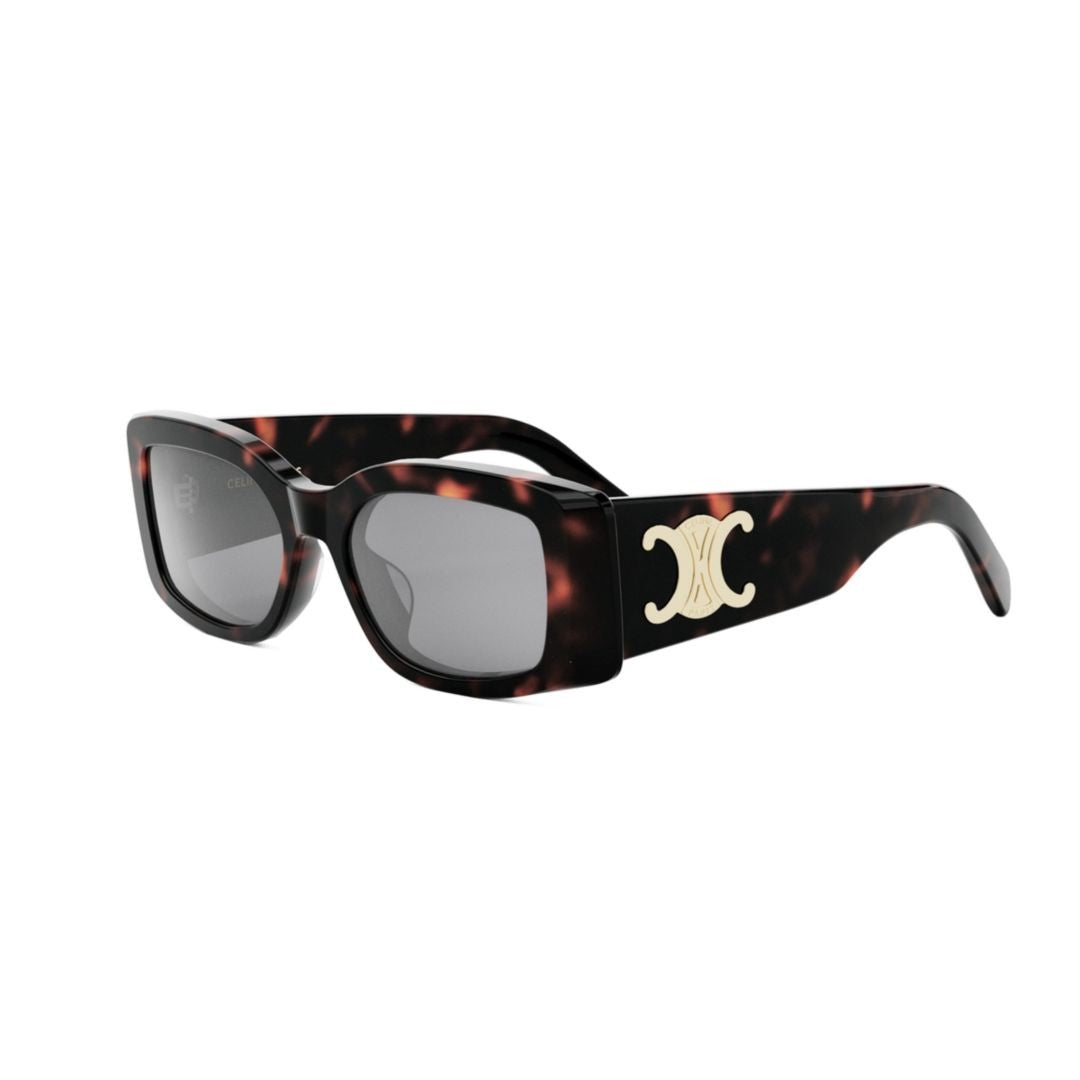 Celine Rectangular Tortoiseshell Sunglasses With Statement Gold-Tone Logo