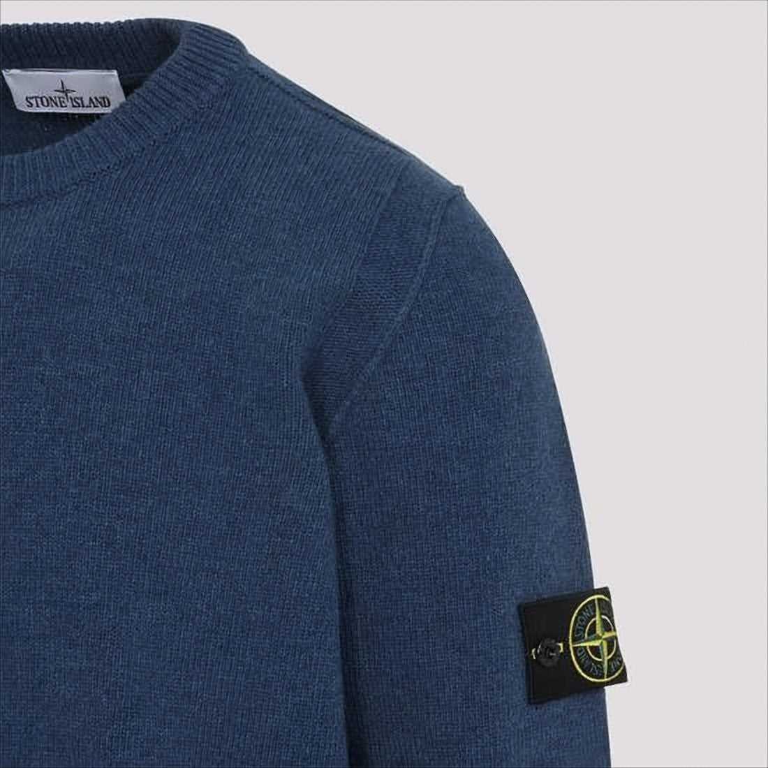 Stone Island Crew Neck Wool Blend Sweater With Distinctive Patch Detail