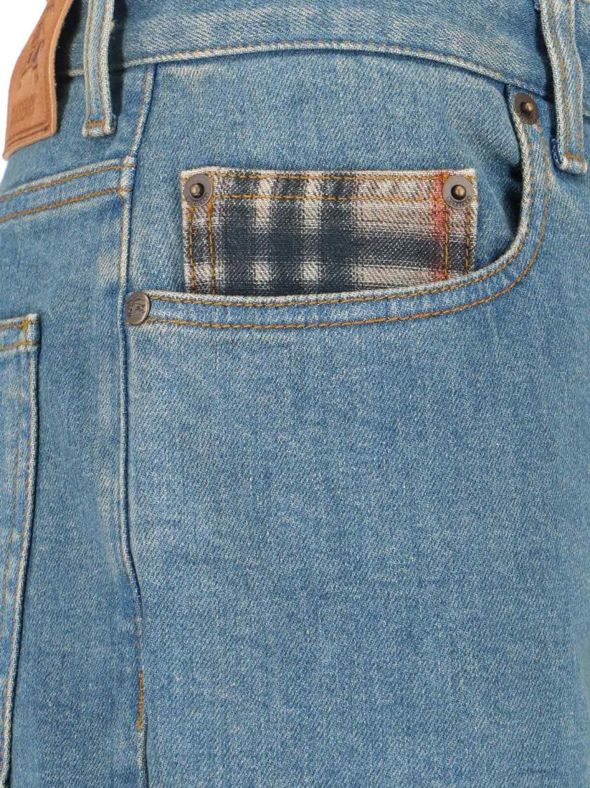 Burberry Bootcut Jeans In Blue Cotton Denim
