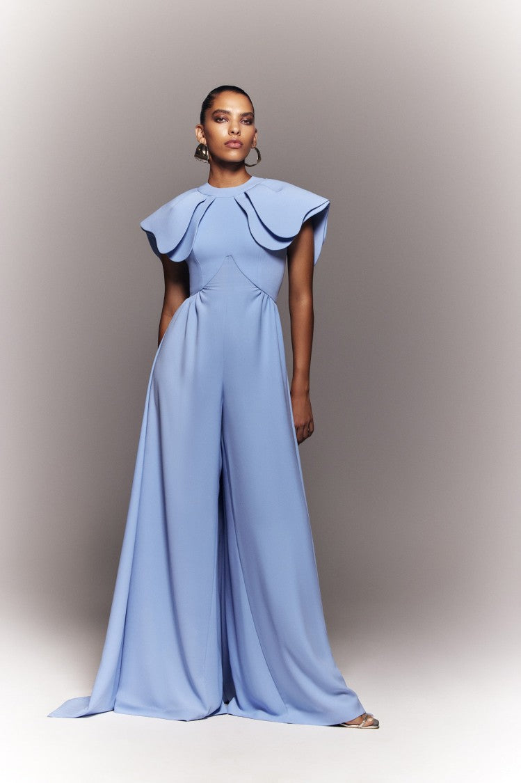 Saiid Kobeisy Back Overskirt Crepe Jumpsuit