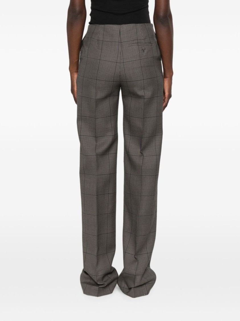 Mugler Tailored Houndstooth Straight-Leg Pants - Grey