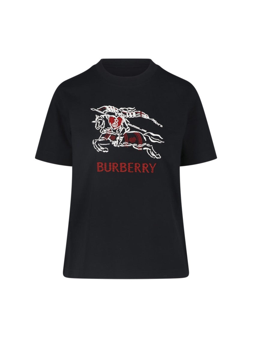 Burberry Black Cotton Heart Knight T-Shirt