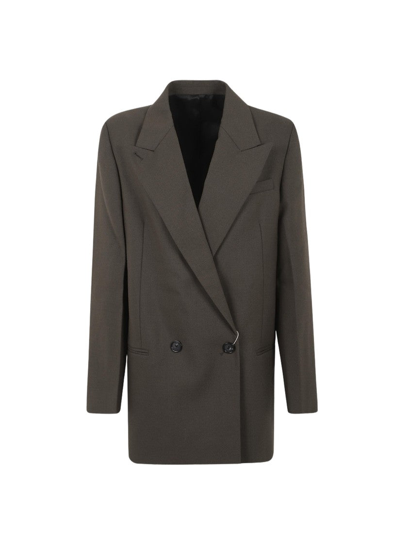 Totême Tailored Green Wool Blend Shield Blazer